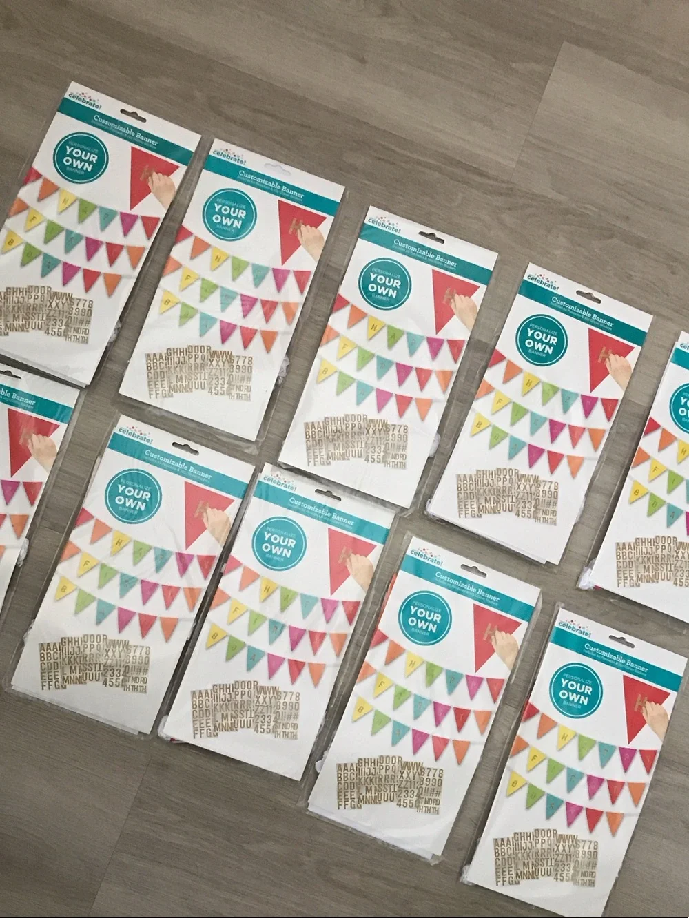 10 Multi-Color Triangle Bunting Banner - Pack of Party Flags